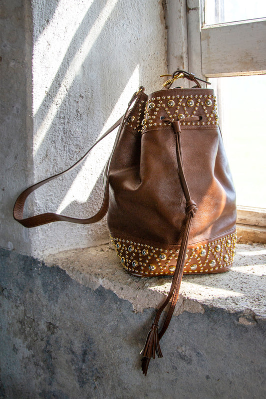 FRENCH STUDDED BUCKET BAG